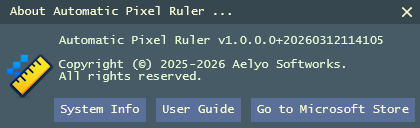 Automatic Pixel Ruler About and Help