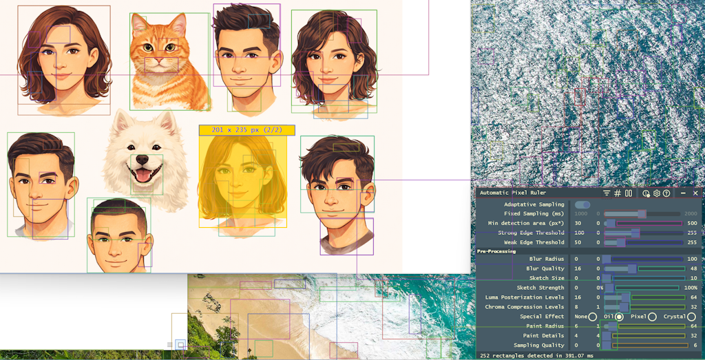 Automatic Pixel Ruler samples - Heads w/o pre-processing