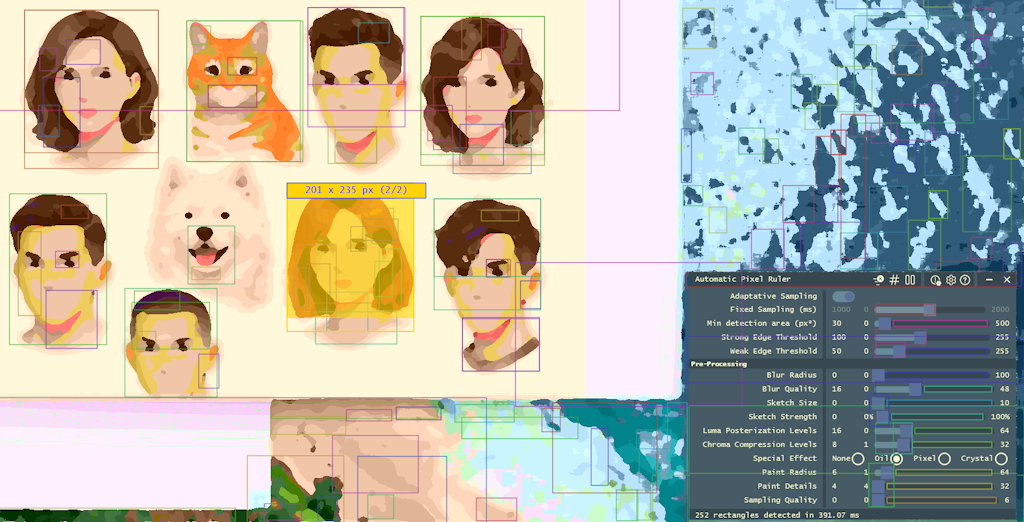 Automatic Pixel Ruler samples - Heads with pre-processing